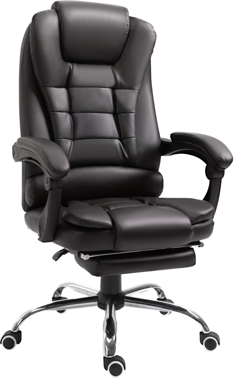 Homcom Pu Leather Executive Office Chair With Retractable Footrest, Brown - Image 8