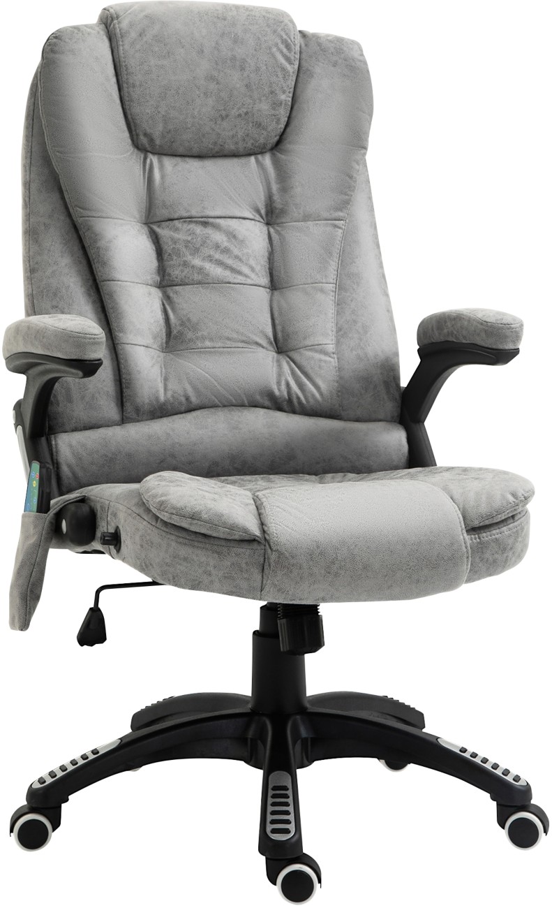 Vinsetto Office Chair - Grey - Reclining - Heating & Massage - Microfiber Upholstery - Image 6