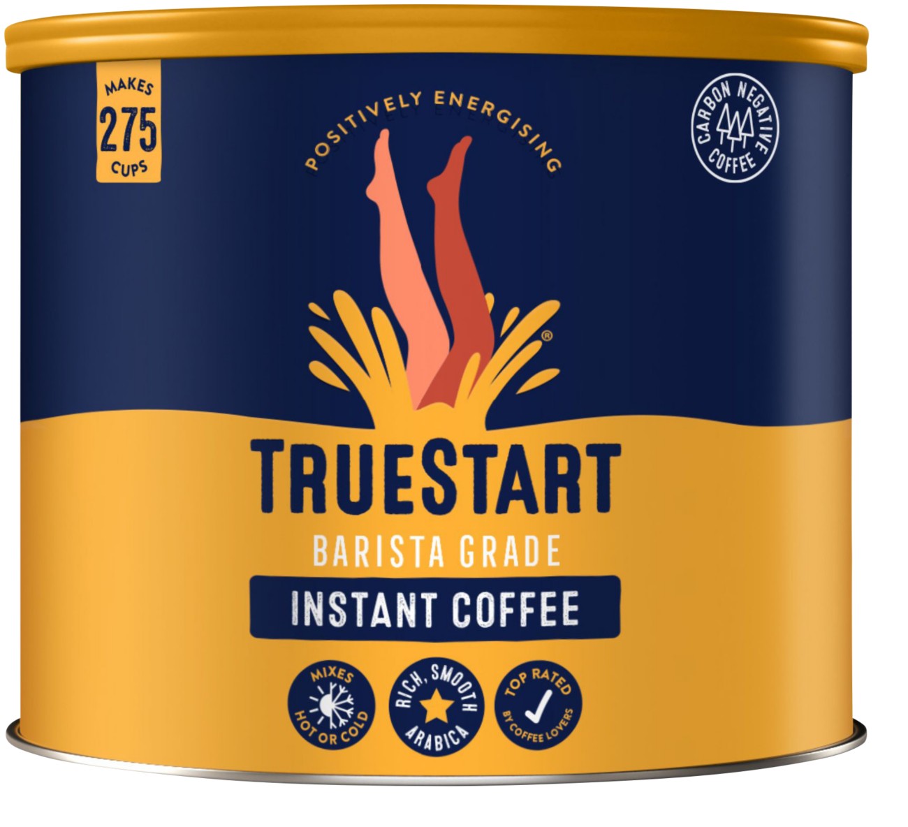 Truestart Barista Grade Instant Coffee Tin Rich & Smooth Energising Colombian Medium Arabica 500 G