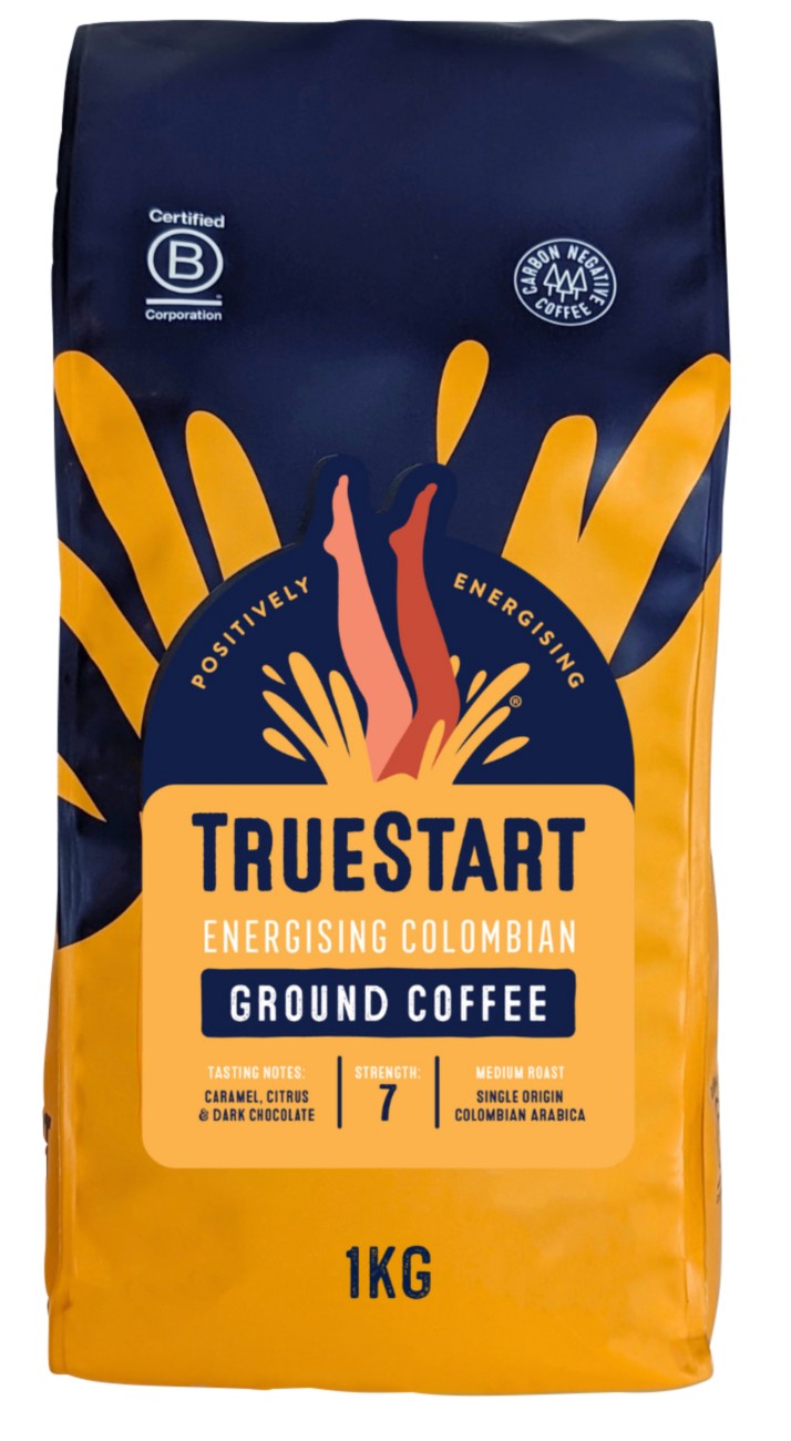 Truestart Ground Coffee Rich & Smooth Energising Colombian Medium Arabica 1 Kg
