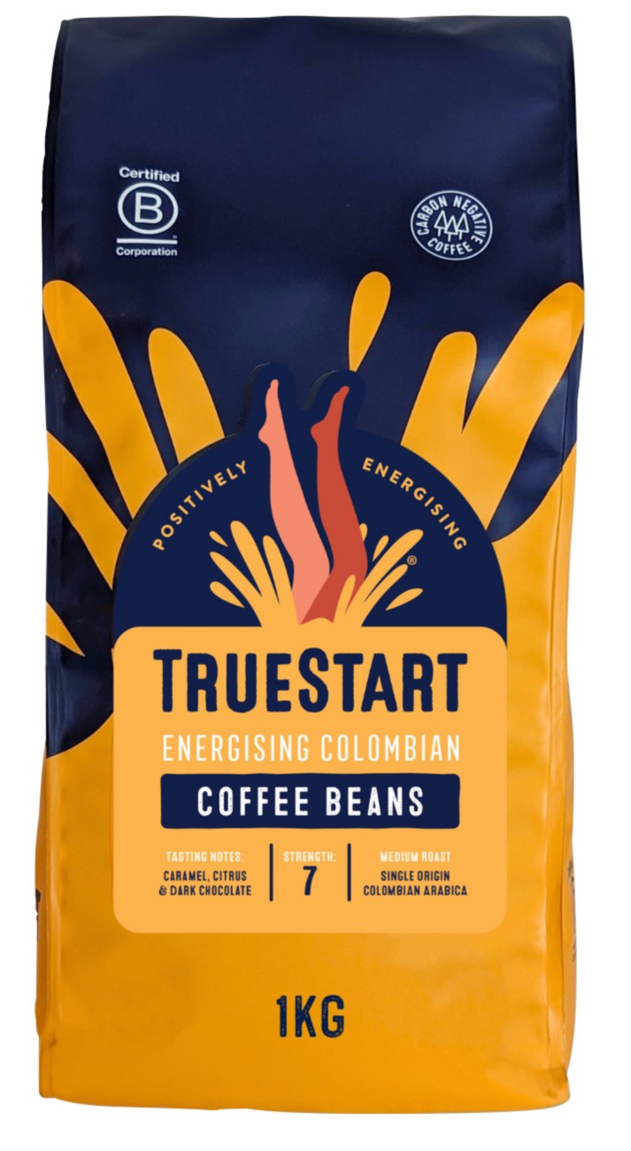 Truestart Coffee Beans Rich & Smooth Energising Colombian Medium Arabica 1 Kg