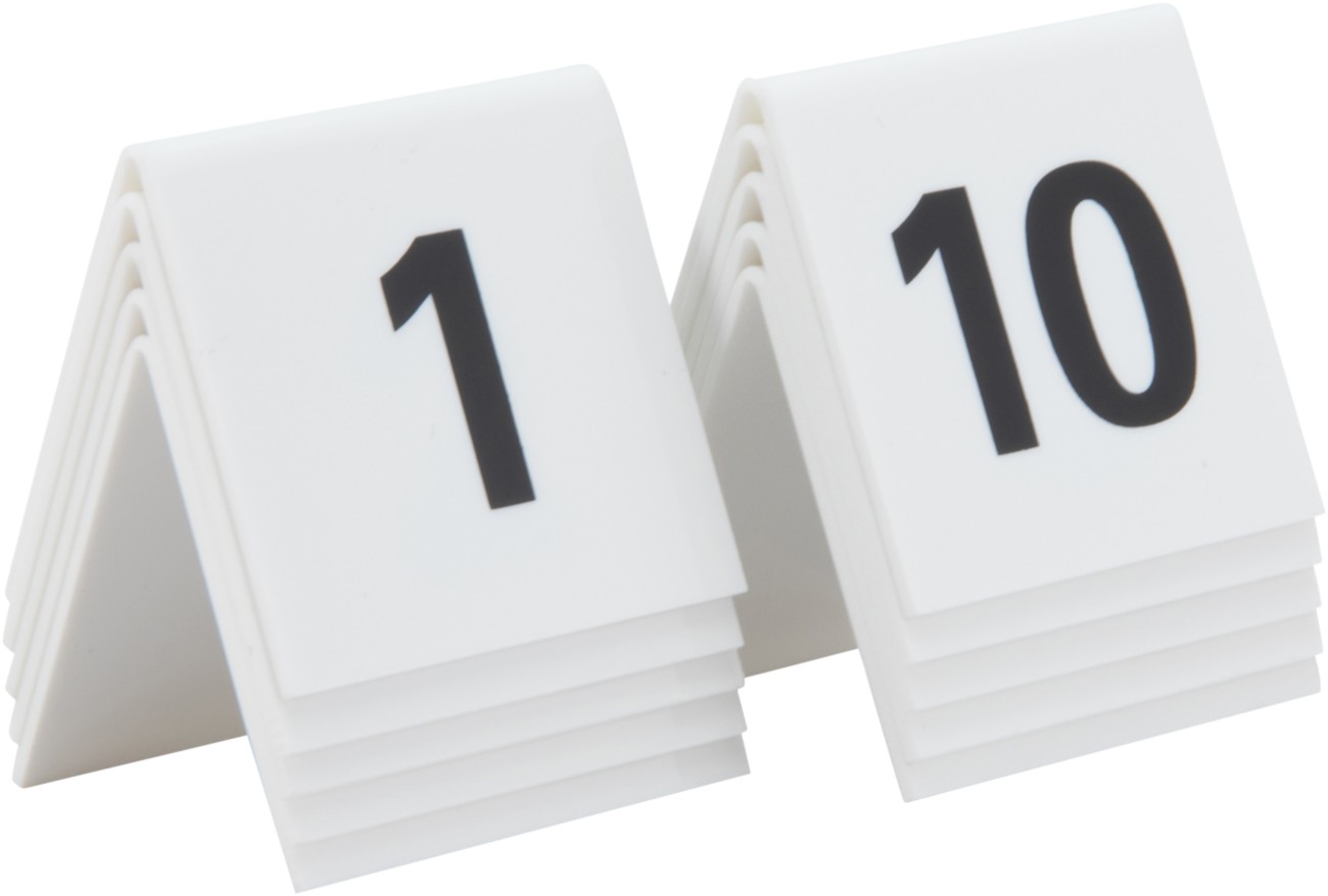 Securit Table Numbers 1-10 White 5.2 X 4.5 X 5.2 Cm Pack Of 10