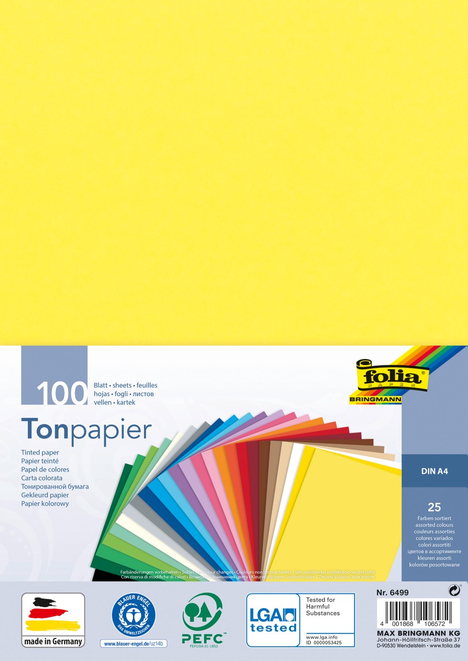 Thumbnail - Folia DIN A4 Bastelpapier Farbig sortiert 130 g/m² 100 Blatt