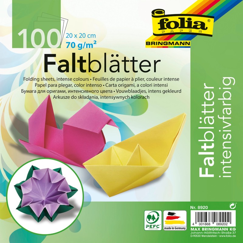 Thumbnail - Folia Bastelpapier Farbig sortiert 70 g/m² 20 x 20 cm100 Blatt