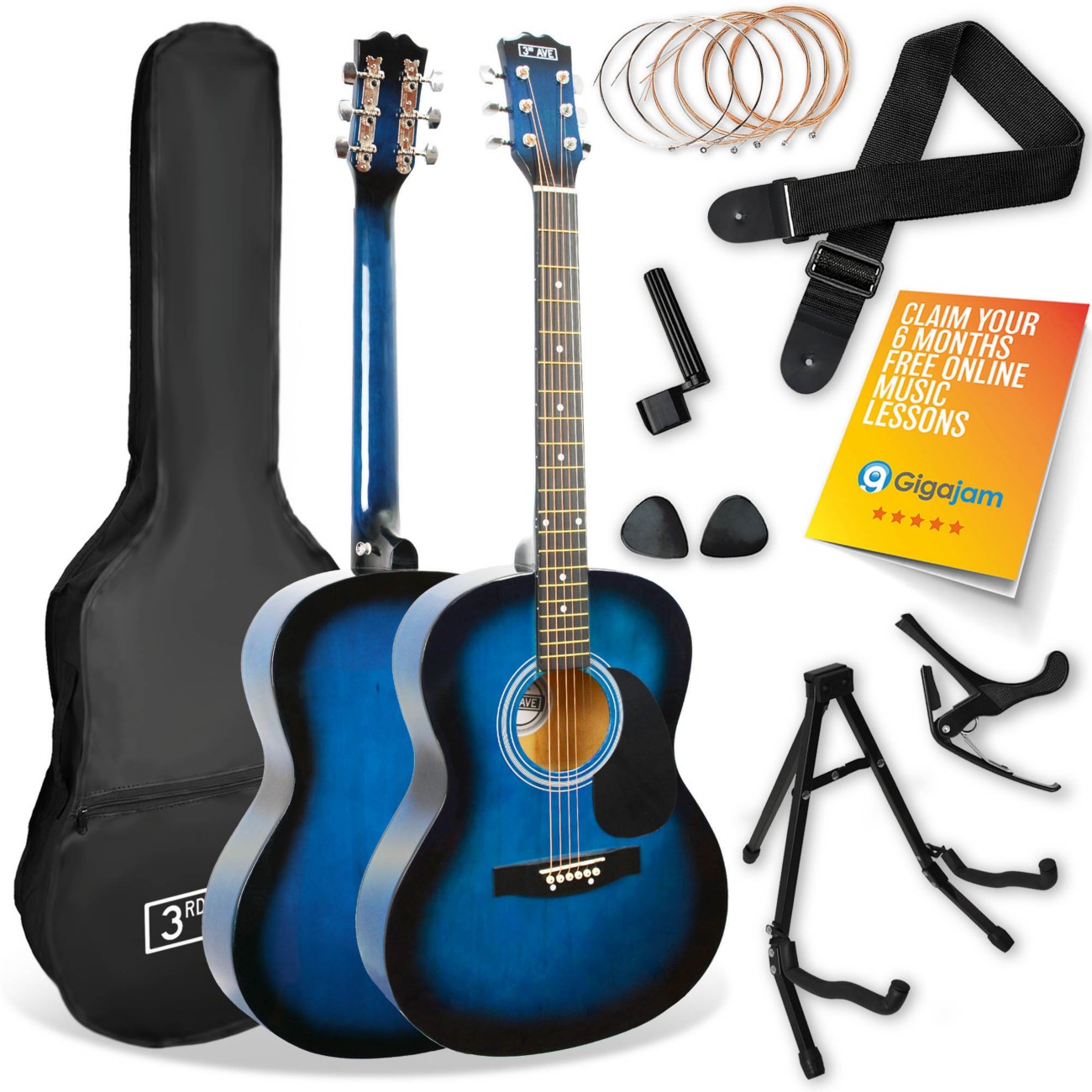3Rd Avenue Acoustic Guitar Stx10abbpk2
