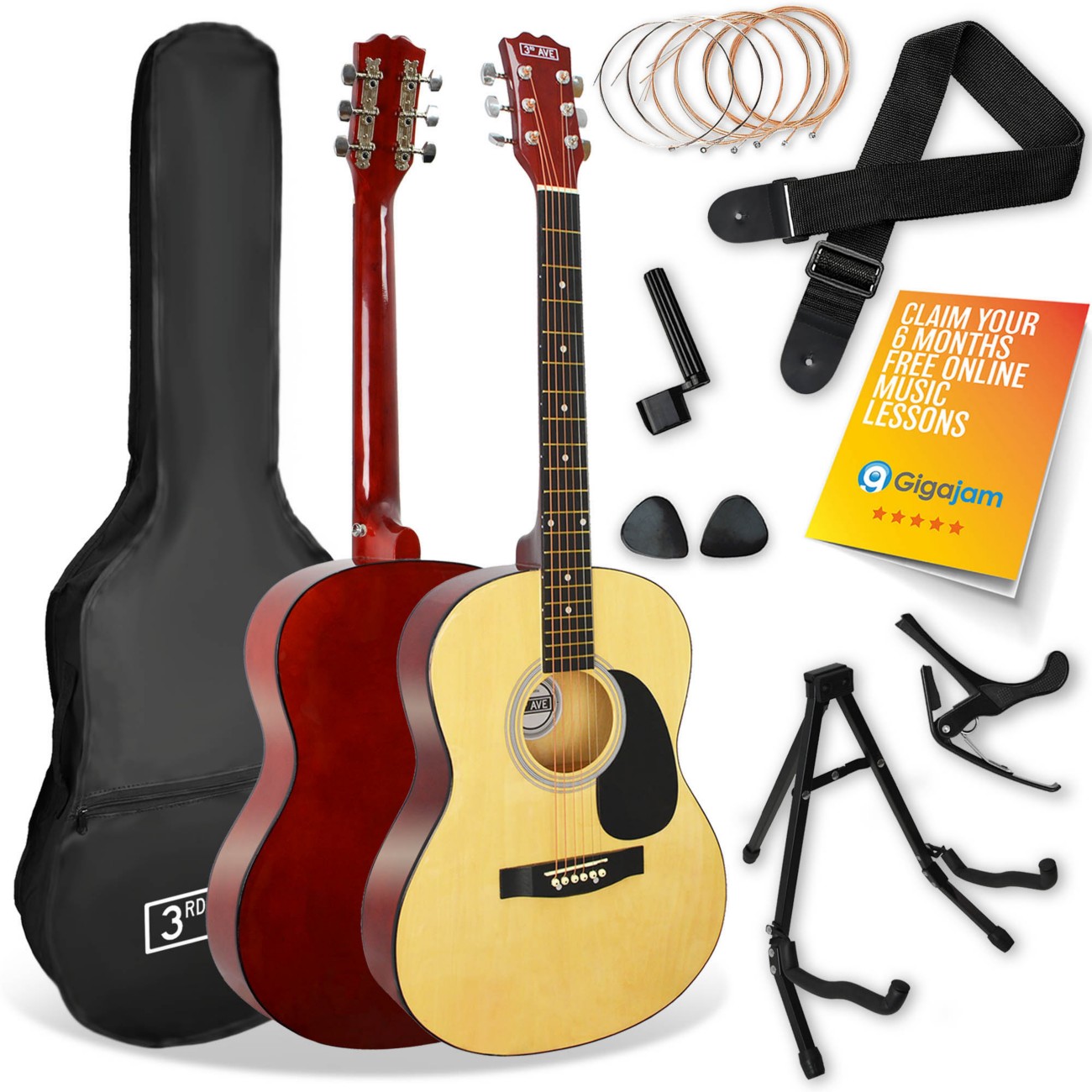 3Rd Avenue Acoustic Guitar Stx10anpk2