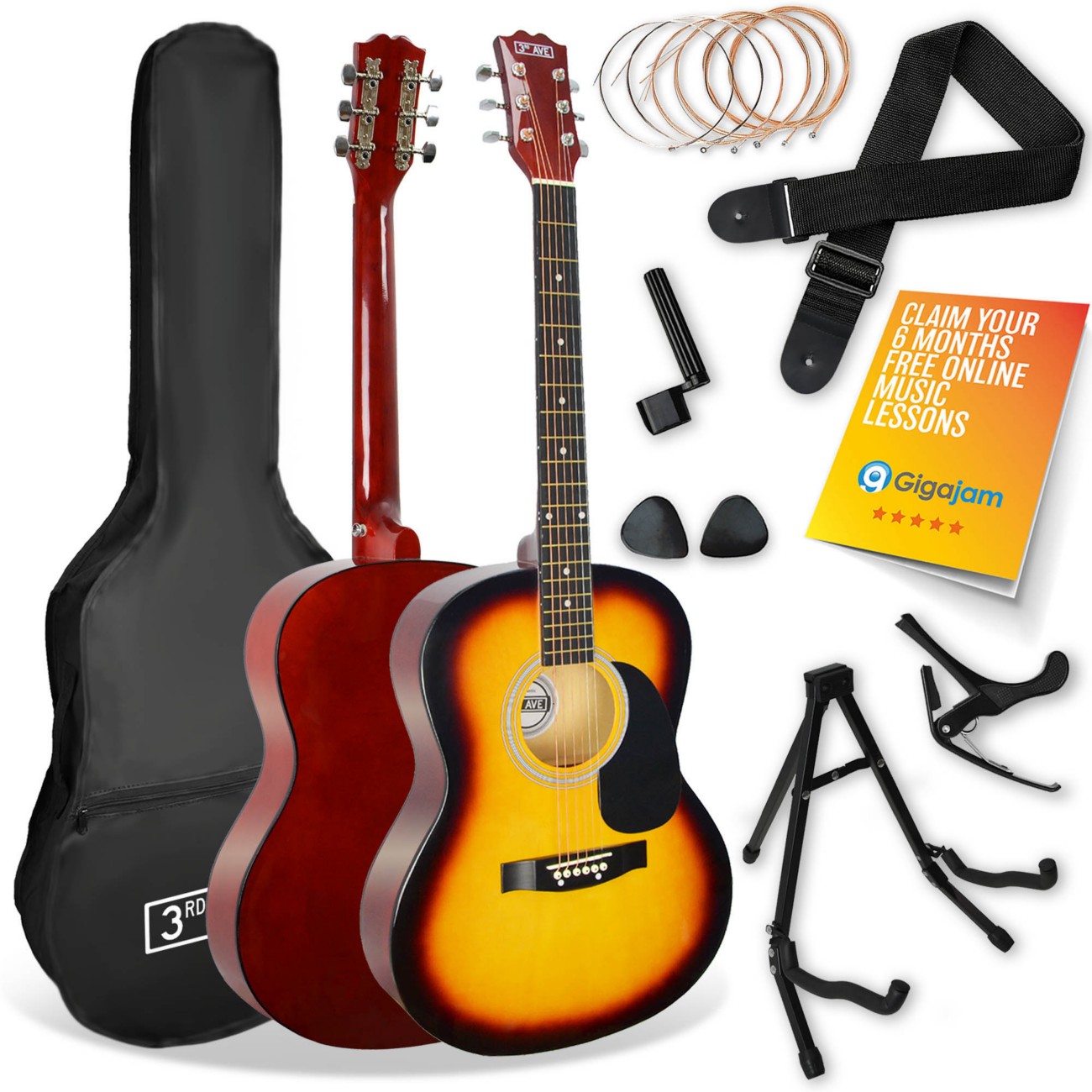 3Rd Avenue Acoustic Guitar Stx10asbpk2