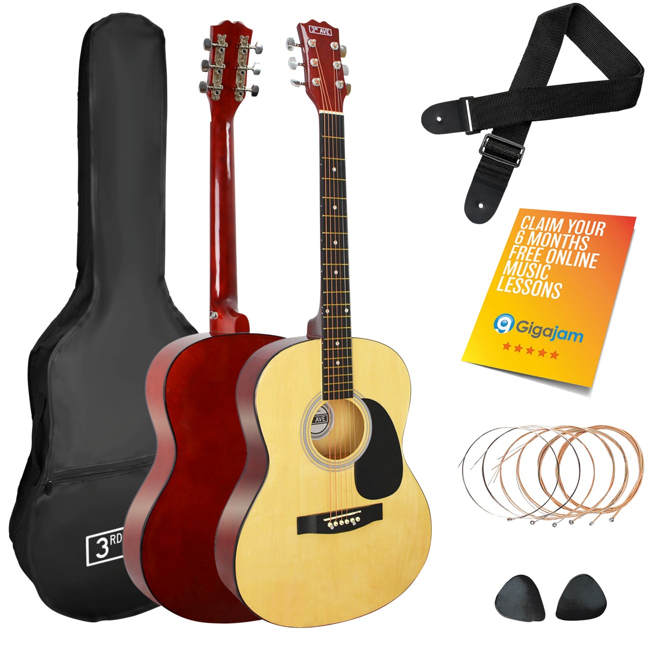 3Rd Avenue Acoustic Guitar Natural Set