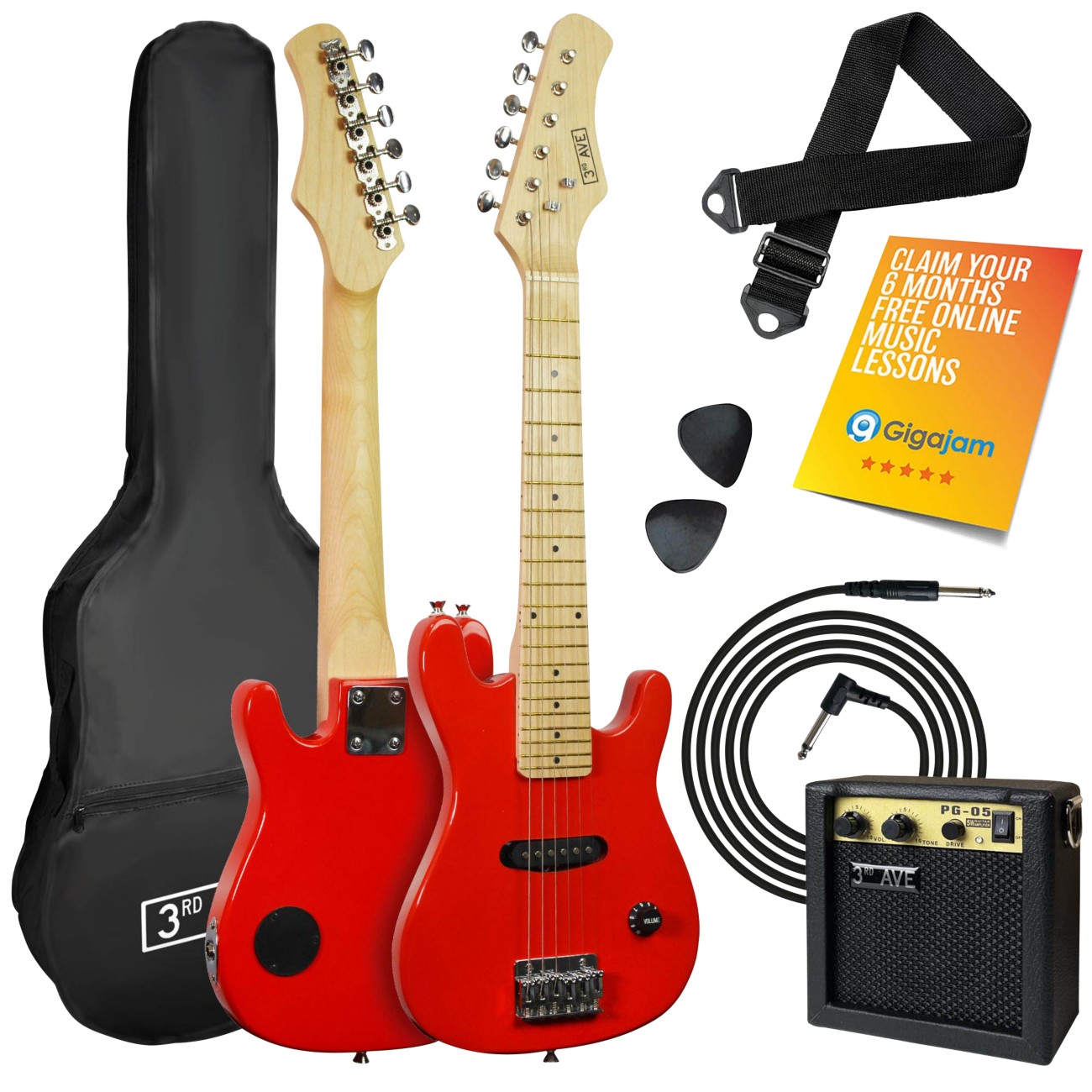 3Rd Avenue Junior Electric Guitar Red Set