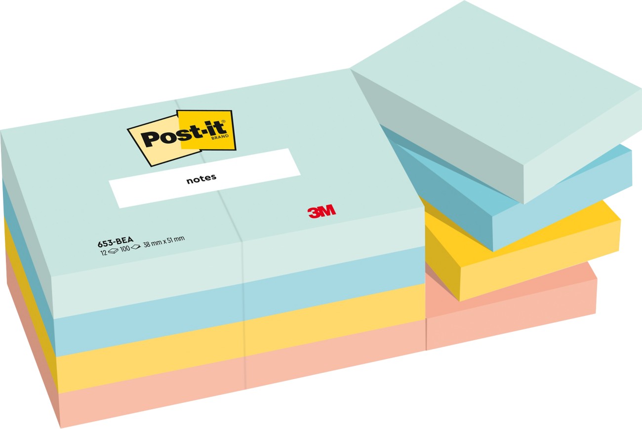Post-It Sticky Notes 51 X 38 Mm 653Mtdr Assorted 100 Sheets Pack Of 2