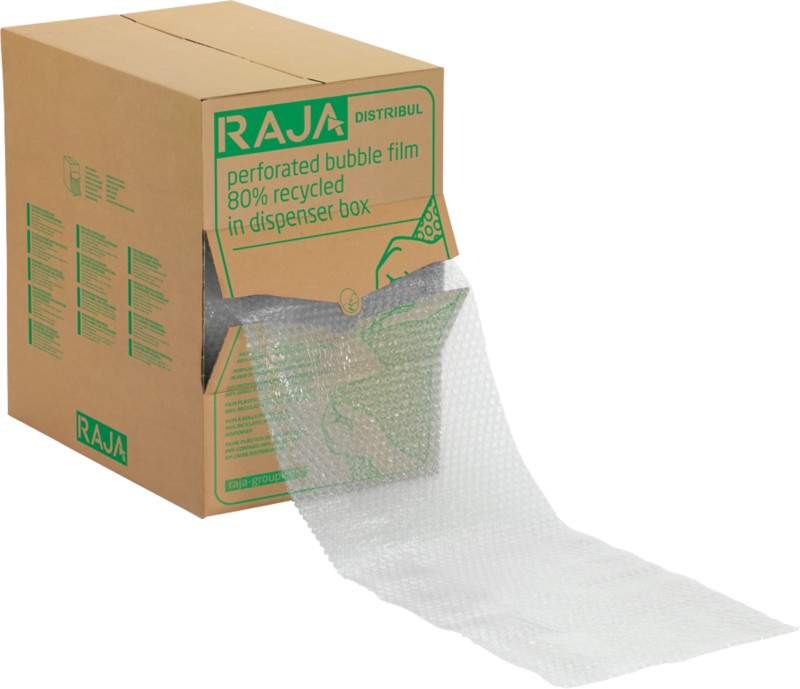 RAJA Luftpolsterfolienspender 320 mm (B) x 50 m (L) Transparent Recycelt 80%