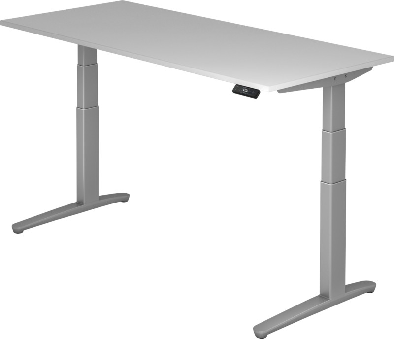 Hammerbacher Sitz-Stehschreibtisch XBHM Grau, Silber 1.800 x 800 x 720 mm mit Aufbauservice