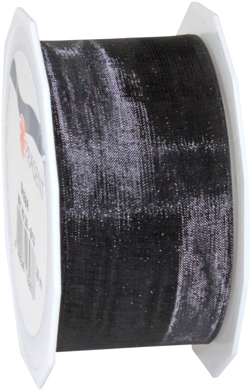 PRAESENT Organza 6014025-613 Schwarz 40 mm x 25 m 3 Stück