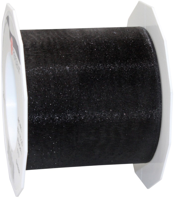 PRAESENT Organza 6017525-613 Schwarz 72 mm x 25 m 3 Stück