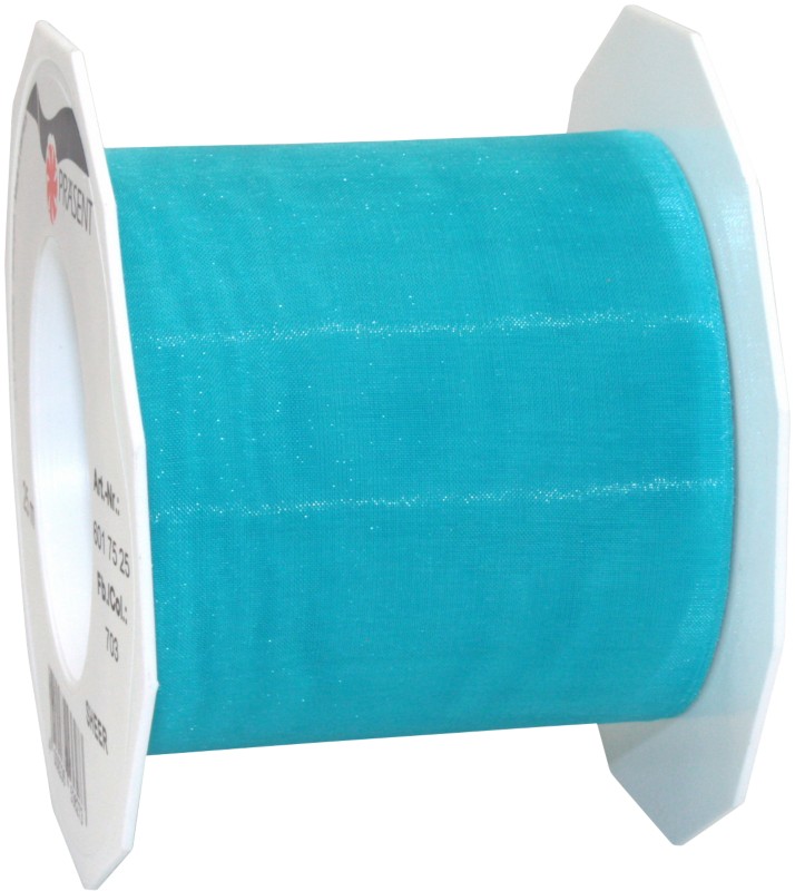 Thumbnail - PRAESENT Organza 6017525-703 Türkis 72 mm x 25 m 3 Stück