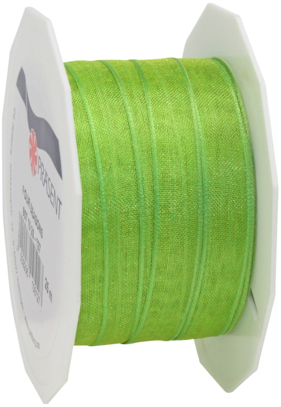 PRAESENT Organza 6071025-127 Grasgrün 10 mm x 25 m 2 Stück