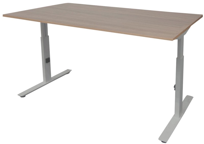 Schaffenburg Höhenverstellbar Sitz-Stehschreibtisch Rechteckig Kirsche Holz Aluminium T-Fuß 1.200 x 800 x 855 mm