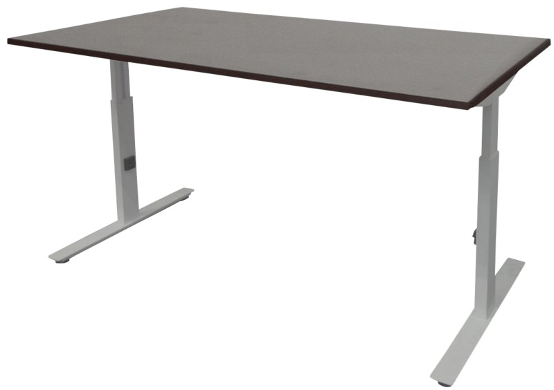 Schaffenburg Höhenverstellbar Sitz-Stehschreibtisch Rechteckig Eiche Holz Aluminium T-Fuß 1.200 x 800 x 855 mm