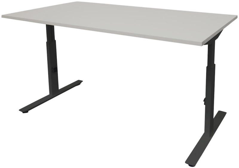 Schaffenburg Linesto Plus Höhenverstellbar Sitz-Stehschreibtisch Rechteckig Grau T-Fuß 1.200 (B) x 800 (T) x 655 (H) mm ...