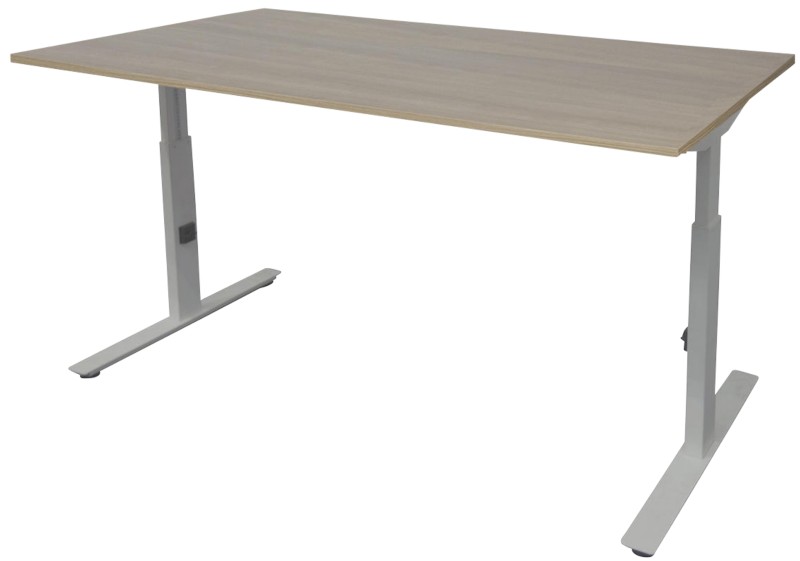 Schaffenburg Höhenverstellbar Sitz-Stehschreibtisch Rechteckig Eiche Holz Aluminium T-Fuß 1.400 x 800 x 855 mm