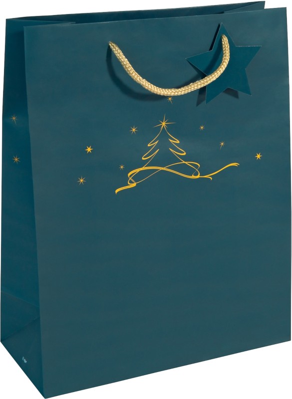 Sigel Geschenktüte Weihnachten Papier Petrolblau 26 x 12 x 33 cm 5 Stück
