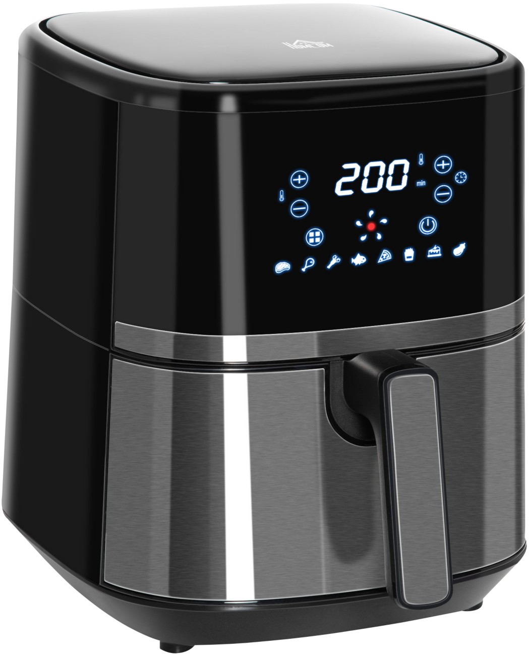 Homcom Air Fryer 800-125V70 4.5 L 1500 W Plastic, Steel Black, Silver