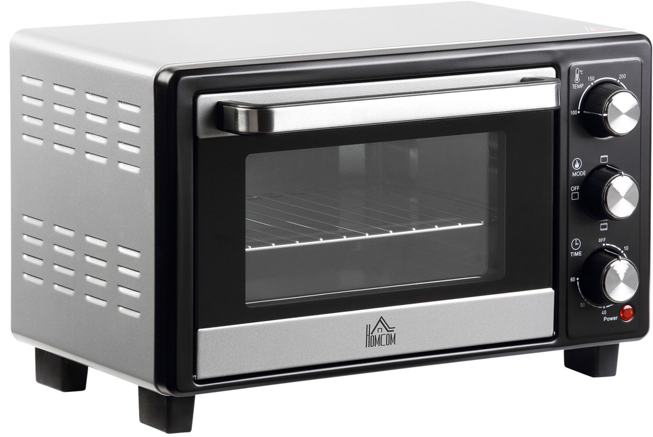 Homcom Silver Mini Oven 16L Countertop Oven W/ Adjustable Temp Timer 1400W In - Image 12