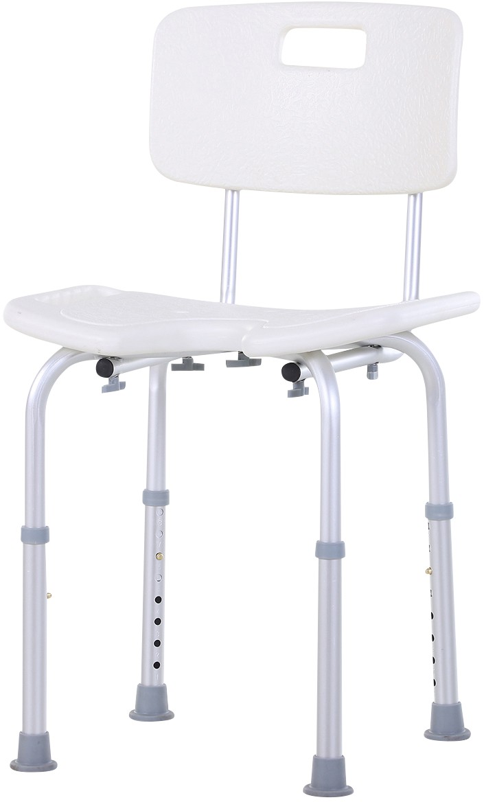 HOMCOM Adjustable Shower Bath Stool - Aluminum & PE Plastic - White/Silver - Image 10