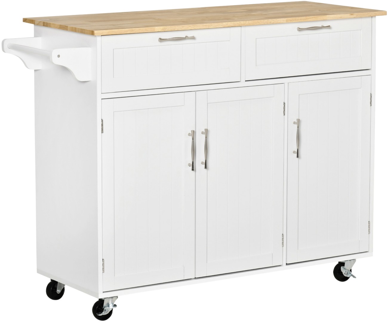 Homcom Unisex White Kitchen Island Utility Cart With Storage Drawers Cabinets In Size 2 - Image 6