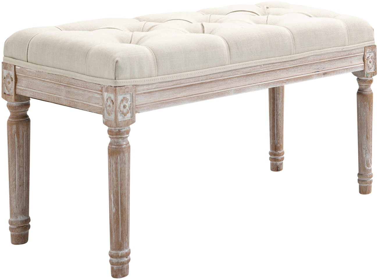Homcom Beige Ottoman Foot Stool 400 X 800 X 410 Mm 120Kg