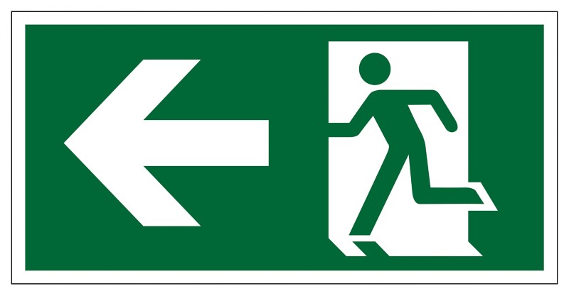 Seco Schild Ausgang links Zum Ankleben Kunststoff 20 x 60 cm SP066SRP-600X200