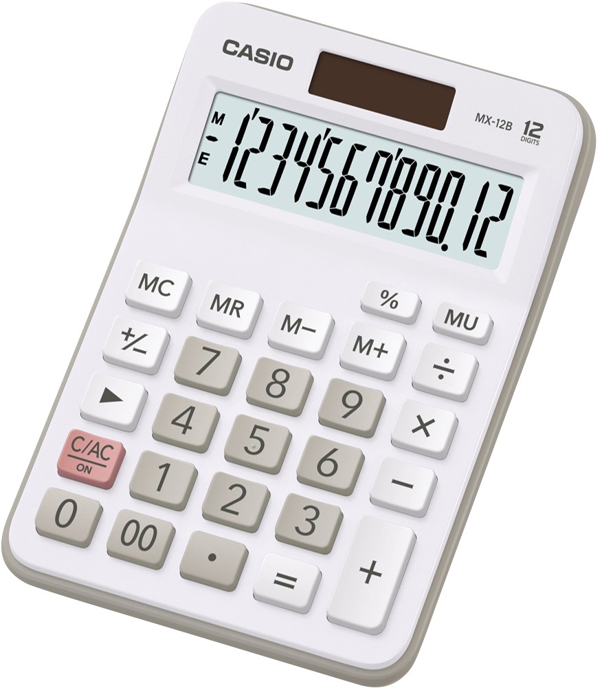 Casio Desktop Calculator Mx-12B Digit Display White Percentage Calculation