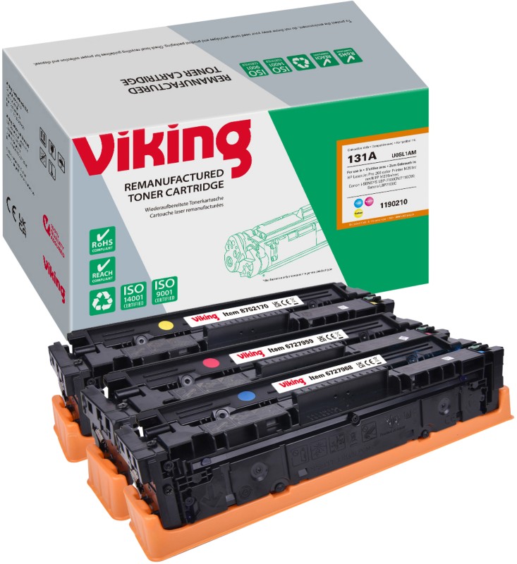 Viking 131A Kompatibel HP Tonerkartusche U0SL1AM Cyan, Gelb, Magenta Multipack 3 Stück