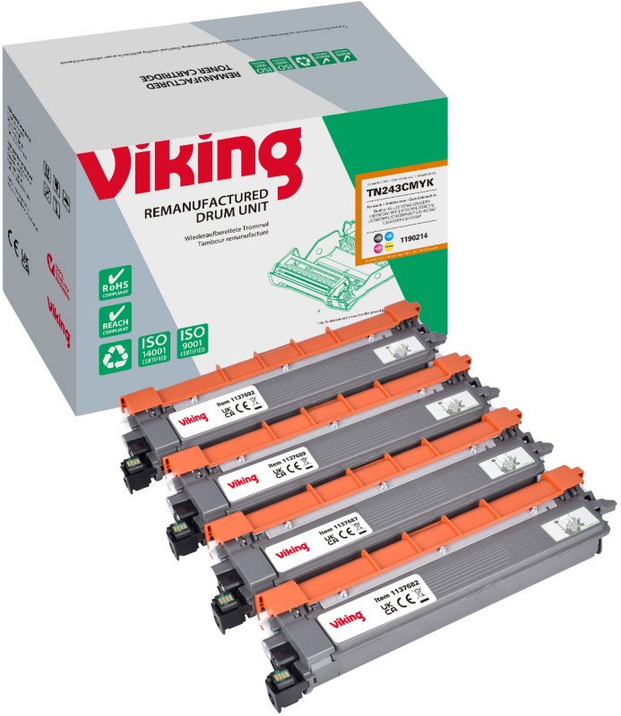 Viking TN-243CMYK Kompatibel Brother Tonerkartusche Cyan, Gelb, Magenta, Schwarz Multipack 4 Stück