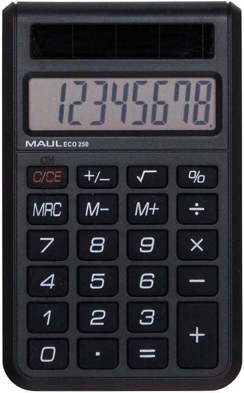 Thumbnail - Maul MAULeco 250 Taschenrechner 8 -stelliges Display Schwarz Solar 7268290
