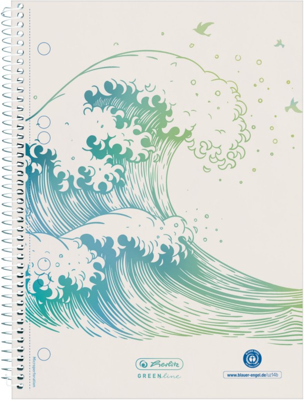herlitz GREENline Notizbuch DIN A5 Kariert Spiralbindung Seitlich gebunden Pappe Hardback Grün Perforiert 140 Seiten