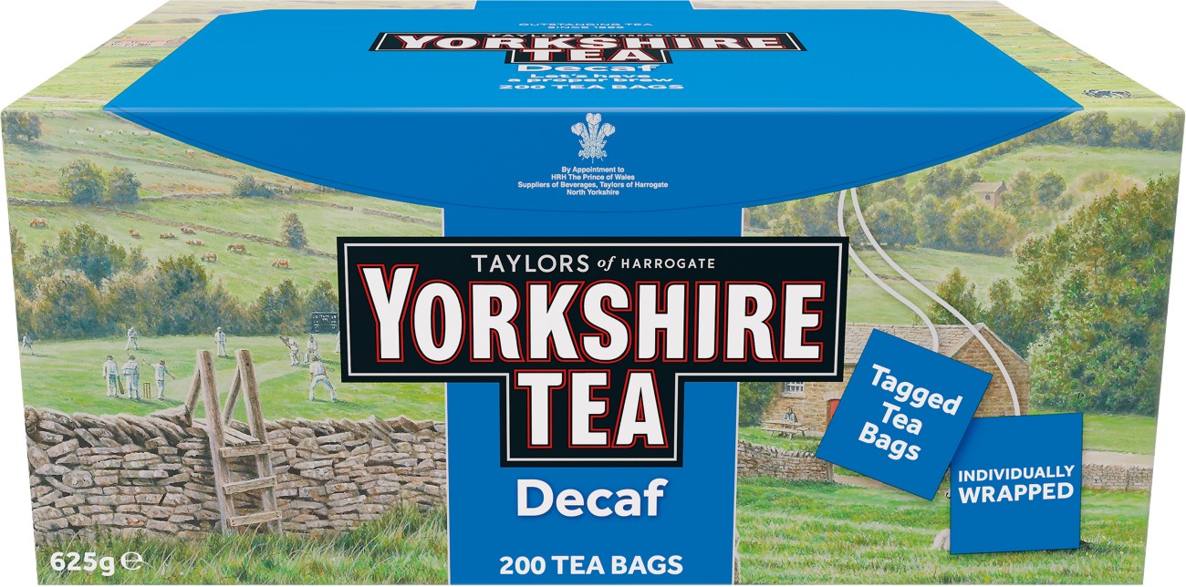Yorkshire Tea Decaffeinated Tagged And Individually Wrapped Bags Pack Of 200