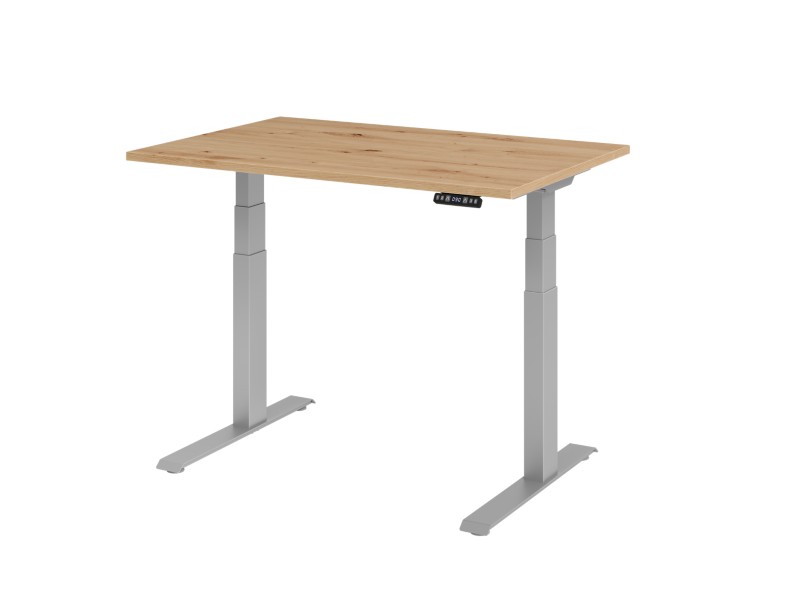 Thumbnail - Hammerbacher VXDKB Elektrisch Höhenverstellbar Sitz-Stehschreibtisch Eiche C-Fuß 1.200 (B) x 800 (T) x 1.290 (H) mm Span...