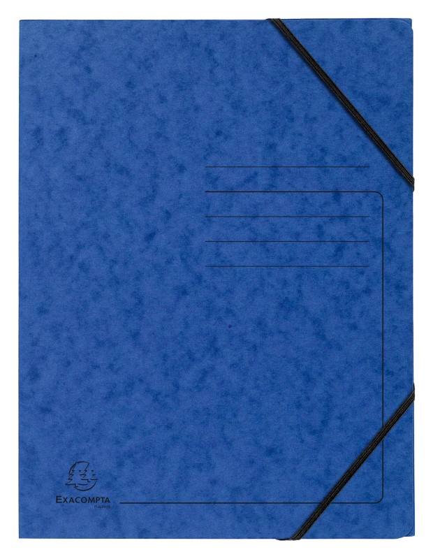 Thumbnail - Eckspannmappe Exacompta 555412E Pressspankarton meliert Gummiband 24 (B) x 0,3 (T) x 32 (H) cm Blau 25 Stück