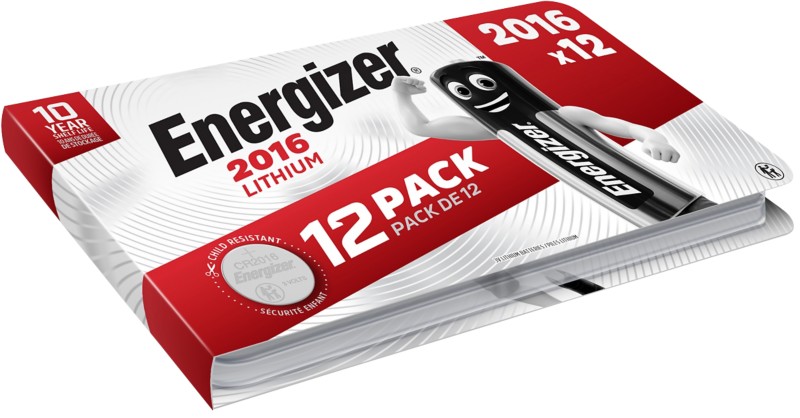 Energizer Knopfzelle CR2016 Lithium Manganese Dioxide (Li-MnO2) 3 V 12 Stück