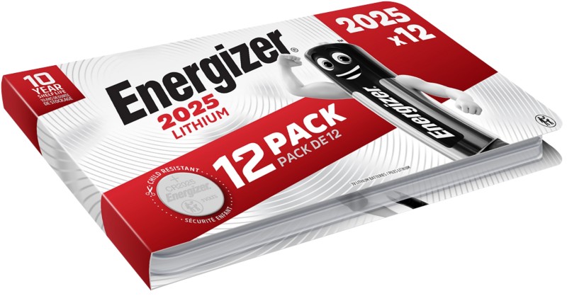 Energizer Knopfzelle CR2025 Lithium Manganese Dioxide (Li-MnO2) 3 V 12 Stück