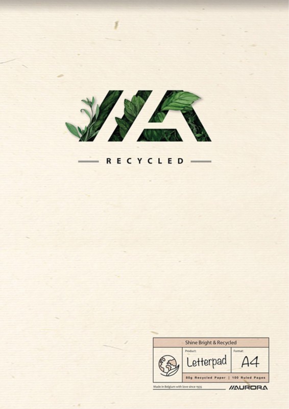 AURORA Shine Bright & Recycled Notizbuch DIN A4 Liniert Doppeldraht Natural Fibres Softcover Creme Perforiert 100 Seiten