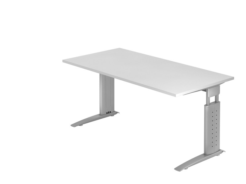 Hammerbacher Höhenverstellbar Schreibtisch Holz, Metall Silber C-Fuß 1.600 x 800 x 680 mm