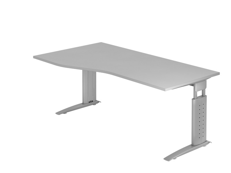 Thumbnail - Hammerbacher VUS Höhenverstellbar Schreibtisch Grau C-Fuß 1.800 (B) x 1.000 (T) x 860 (H) mm Spanplatte, Stahl