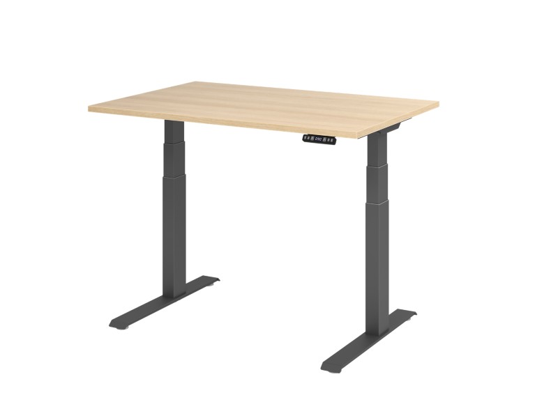 Thumbnail - Hammerbacher VXDKB Elektrisch Höhenverstellbar Sitz-Stehschreibtisch Eiche C-Fuß 1.200 (B) x 800 (T) x 1.290 (H) mm Span...