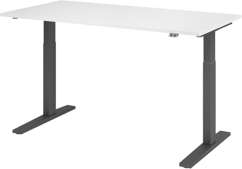 Thumbnail - Hammerbacher VXMKA Elektrisch Höhenverstellbar Sitz-Stehschreibtisch Weiß C-Fuß 1.600 (B) x 800 (T) x 1.200 (H) mm Spanp...