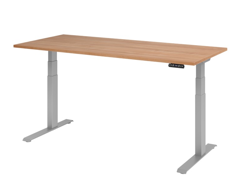 Hammerbacher VXDKB Elektrisch Höhenverstellbar Sitz-Stehschreibtisch Walnuss C-Fuß 1.800 (B) x 800 (T) x 1.290 (H) mm Sp...