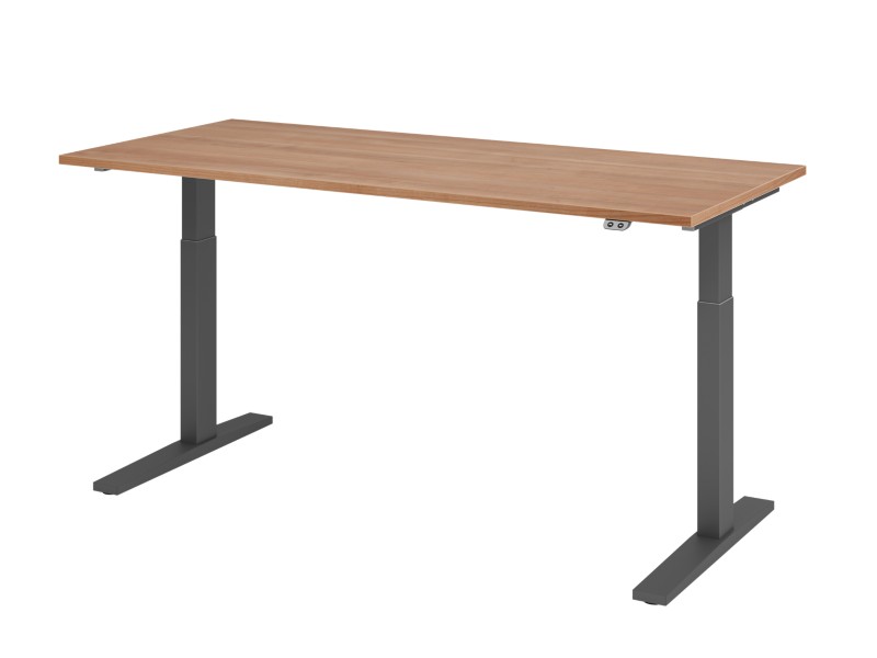 Hammerbacher Sitz-Stehschreibtisch Nussbaum 1.800 x 800 x 1.200 mm Mit Aufbau