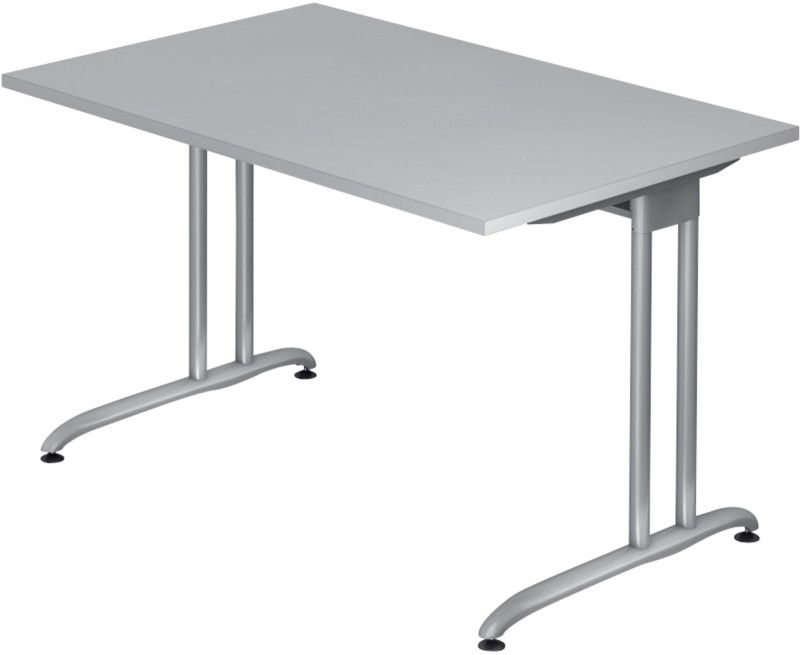 Hammerbacher Nicht Höhenverstellbarer Schreibtisch Melamin Silberner T-Fuß 1.200 x 800 x 720 mm Mit Aufbau