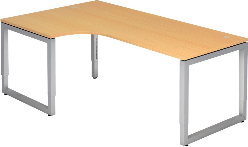 Hammerbacher Höhenverstellbarer Schreibtisch Melamin Spanplatte Silber 4 Füße 2.000 x 1.200 x 850 mm Mit Aufbau